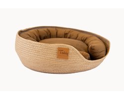 Teddy Exclusive Kattenmandje Benji – Rieten Kattenmand – Stijlvol & Comfortabel – Bruin – Voor Katten & Kleine Huisdieren