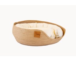 Teddy Exclusive Kattenmandje Benji – Rieten Kattenmand – Stijlvol & Comfortabel – Wit – Voor Katten & Kleine Huisdieren
