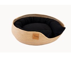 Teddy Exclusive Kattenmandje Benji – Rieten Kattenmand – Stijlvol & Comfortabel – Zwart – Voor Katten & Kleine Huisdieren