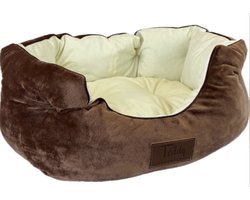 Teddy Exclusive Mand Shadow – Velvet Mandje Bruin – L50xB40xH15cm – Voor Katten & Kleine Honden – Met Opstaande Randen & Uitneembaar Kussen