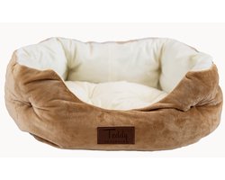 Teddy Exclusive Mand Shadow – Velvet Mandje Goud – L50xB40xH15cm – Voor Katten & Kleine Honden – Met Opstaande Randen & Uitneembaar Kussen