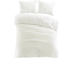 Teddy fleece dekbedovertrek onderkant microvezel - ivoor - lits-jumeaux - 240x220 + 2 st 60x70cm