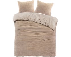 Teddy Fleece Dekbedovertrek - Zand - Lits-Jumeaux 240x220 cm – Inclusief 2 Kussenslopen 60x70 cm – Extra Warm en Zacht – Winter Dekbedset