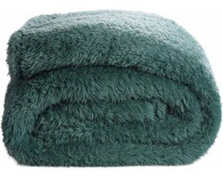 Teddy Fleece Deken - Ultrazacht - 130x170 - groen blauw