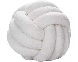 Teddy geknoopte kussen - Wit - woon decoratie - accessoires