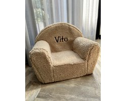 Teddy kinderstoel met naam | Teddy fauteuil kind met naam | Beige | Zelf samen te stellen