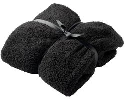 TEDDY - oversized hoodie deken volwassene - 60x90 cm - snuggle hoodie met sherpa voering - dames & heren - fleece deken met mouwen en capuchon - zwart