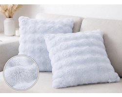 Teddy Sierkussens 45x45 cm – Set van 2 – Sky Blue – Gevuld – Woonaccessoires - Interieur - Wonen