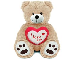Teddybeer Barry met I Love You Hart Pluche Knuffel XXL 100 cm - Liefde Love Teddybeer - Valentijnsdag Cadeautjes Man Vrouw - Knuffelbeer Valentijnsdag - Ik hou van jou - I Love You - Heart Plush Toy