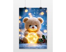 Teddybeer Poster | Magische Poster | Bal Poster | Fantasy Poster | Schattig Poster | Kinderkamer Poster | Kinderposter | 30x40cm | Wanddecoratie | Muurposter | 5069MT | Geschikt om in te lijsten