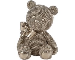 Teddybeer sculptuur beeld glinster goud polystone/ Deco & Cadeau by Peters