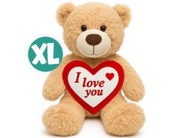 Teddybeer Snoezel (Bruin) met Hart "I Love You" 22 cm [Liefdes versiering – valentijnsdag cadeautje man vrouw hem haar – valentijnskaart – i love you knuffelbeer – rozenblaadjes rozen beer - rose bear valentijnsdag kadootjes - teddybeer met hartje]