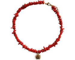 Tedz ketting – rood - ketting dames – seashell ketting - ketting met sluiting – ketting met hanger - schelpenketting -