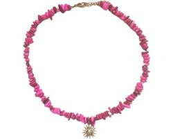 Tedz ketting – roze - ketting dames – seashell ketting - ketting met sluiting – ketting met hanger - schelpenketting