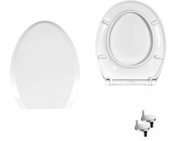Teedz - WC bril – Softclose – Afklikbaar – Universeel – D-vorm/EI vorm – Wit – Inclusief bevestiging - Duroplast - Toiletbril - Ei vorm / D-vorm wc bril - Universeel Wc bril