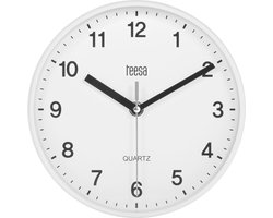 Teesa TSA0038 - Analoge Wandklok -Quartz uurwerk - analoge tijdweergave - witte wijzerplaat - 20 cm - eenvoudig aan de muur te hangen - Wit