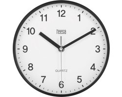 Teesa TSA0038B - Wandklok - Quartz uurwerk - analoge tijdweergave - witte wijzerplaat - 20 cm - eenvoudig aan de muur te hangen- zwart