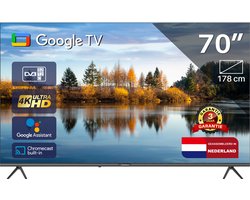 TEEVIEW TV70QUG 70 inch QLED 4K Ultra HD Google TV | 3xHDMI 2x USB | Ci+ | Triple Tuner DVB-T/T2/S/S2/C | Frameless Design | Smart TV | in Eindhoven geassembleerd