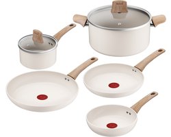 Tefal Cera Bright ON - Keramische Pannenset - 5-delig - Beige - PFAS-vrij - Geschikt voor Inductie