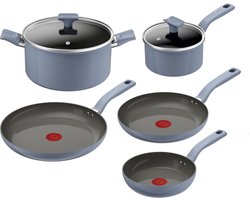 Tefal Cera Color ON - Keramische Pannenset - 5-delig - Blauw - PFAS-vrij - Geschikt voor Inductie
