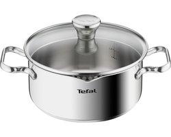 Tefal Duetto Kookpan met Deksel - Ø20cm - Stoomgaatjes - RVS - Geschikt voor alle warmtebronnen - Zilver