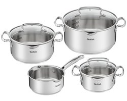 Tefal Duetto+ Kookpannenset 4-delig - RVS - Inductie - Afgietdeksel & Schenkrand