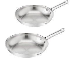 Tefal Duetto On B866S234 – Set van 2 braadpannen – Pannenset 24/28 cm – Knapperig bakresultaat – Premium roestvrij staal – Inductiegeschikt – Geklonken handgrepen – koekenpannen