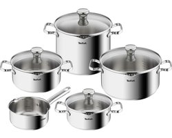 Tefal Duetto - Pannenset - 5-delig - Inclusief Deksels - Inductie - RVS