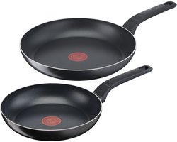 Tefal Easy Cook & Clean - Koekenpannenset - Ø24 en Ø28 cm - Niet Geschikt voor Inductie - Anti-aanbaklaag - Aluminium - Zwart