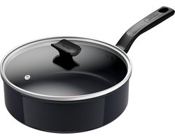 Tefal hapjespan keramisch 24cm inductie zwart met deksel.