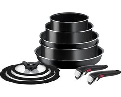 Tefal Ingenio Easy Cook & Clean Pannenset - 10-delig - Niet geschikt voor inductie - Stapelbaar - Afneembare Handgreep - Ruimtebesparend