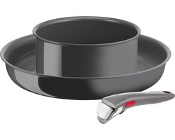 Tefal Ingenio Renew - Koekenpannenset - 3-delig - PFAS-vrij - Keramisch - Inductie - Stapelbaar - Afneembare Handgreep