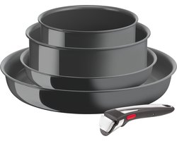 Tefal Ingenio Renew - Koekenpannenset - 5-delig - PFAS-vrij - Keramisch - Inductie - Stapelbaar - Afneembare Handgreep