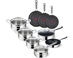 Tefal Jamie Oliver Complete Pannenset - 9-delig - Kookpotten - Koekenpannen - Wokpan - Hapjespan - Tefal Pannen - RVS