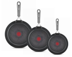 Tefal Jamie Oliver Kitchen Essentials Pannenset - Koekenpannen - Ø20/24/28cm - Inductie - RVS - Siliconen Handgreep
