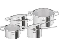 Tefal Nordica Pannenset 4-delig - RVS - Inclusief Glazen Deksels - Geschikt voor Inductie & Alle Warmtebronnen
