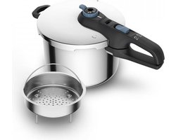 Tefal TRENDY+ Snelkookpan - 8L - Roestvrij Staal - Zwart/Blauw - Geschikt voor alle warmtebronnen