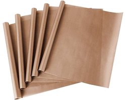 Teflon Bakmat - 5 stuks - Bakpapier - Anti aanbak - BBQ Grillmat - Barbecue - Ovenbeschermer - BBQ Accessoires - Herbruikbaar - Oven bakmat - Bruin - 40*60 cm