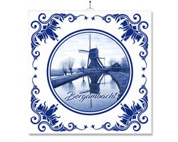 Tegel Met Opdruk | Bergambacht | Delft Blauw | Cadeau | Inclusief Geschenkdoos | Standaard | Ophangsysteem