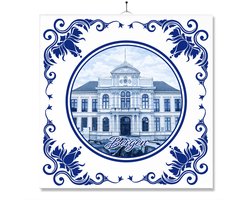 Tegel Met Opdruk | Bergen | Delft Blauw | Cadeau | Inclusief Geschenkdoos | Standaard | Ophangsysteem