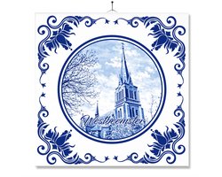 Tegel Met Opdruk | Westbeemster | Delft Blauw | Cadeau | Inclusief Geschenkdoos | Standaard | Ophangsysteem