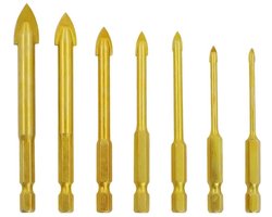 Tegelboorset 3-12 mm 7 stuks wolfraam hardmetaal titanium gecoat keramiek betonboorgereedschap met zeskantige schacht voor glazen tegels keramische spiegel porselein