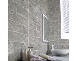 Tegelstickers voor de muur in keuken en badkamer - 30 grijze Porto marmer cementtegelstickers - 30 stickers 20x20cm