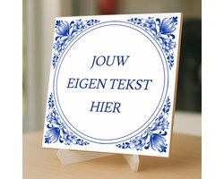 Tegeltjes met tekst - Jouw Eigen Tekst - Gepersonaliseerd - 15 x 15 cm– inclusief gratis transparante ezelhouder – Kleurmedia