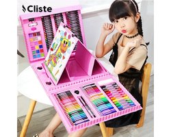 Tekendoos - 208-delig - Art Set - Creativiteitsdoos voor kinderen - Tekenset - Kleuren - Schminken - tekenen - Knutselen - Schilderen - Kinderen