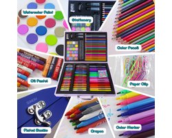 Tekendoos Voor Kinderen Astronaut - Tekenset - Prachtige Kleurkoffer - met 128 Onderdelen - Geschikt Voor Kinderen en volwassenen - Blauw - Geschenk - Cadeau - Feest - Verjaardagau