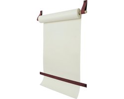 Tekenrol - aan leren lussen | BORDO (Papierrol: wit, Roldrager: rondhout) NU MET: verstevigde afscheurstrook! (wandborden - tekstborden - tekenbord)