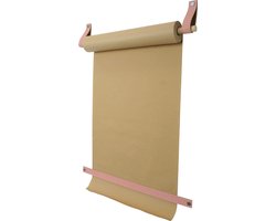 Tekenrol - aan leren lussen | ZACHTROZE (Papierrol: bruin) NU MET: verstevigde afscheurstrook! (wandborden - tekstborden - tekenbord)