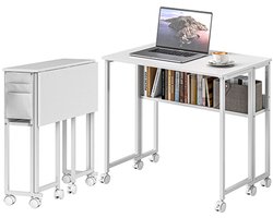 TEKROA® Bureau - met neerklapbaar blad - 75H x 80W x 50D cm -Wit