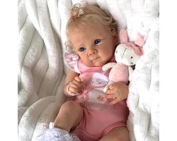 TEKROA® Reborn Baby Pop Meisje (48 cm) - Levensechte Siliconen Pop met Zacht Lichaam - Realistische Peuterpop Set met Accessoires - Vanaf 3 Jaar